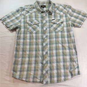 Seager Shirt Amarillo Western Short Sleeve Size L Plaid Checker